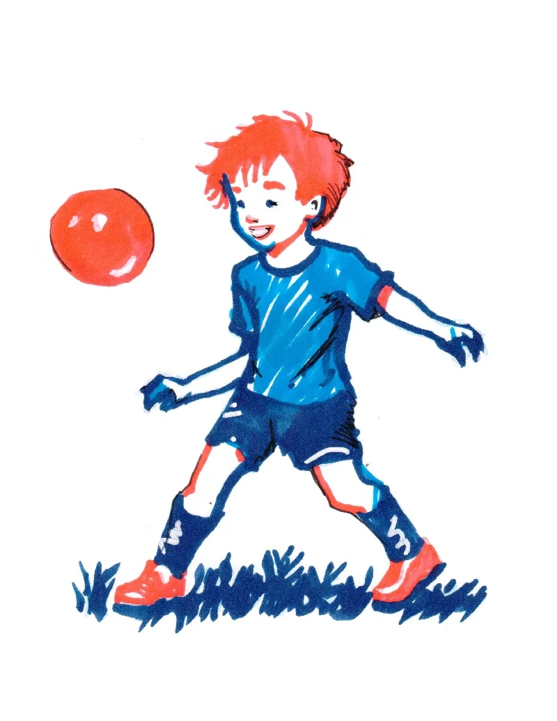 Child playing kickball