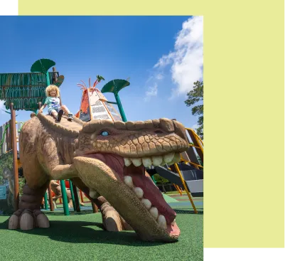 Child on a dino slide