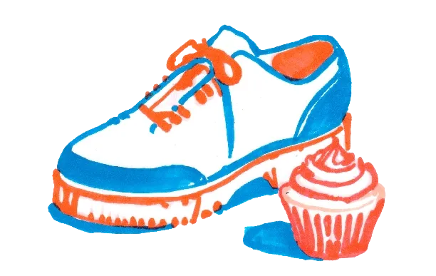 A shoe and a cupcake