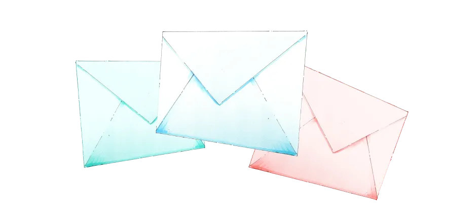 An illustration of a set of three envelopes