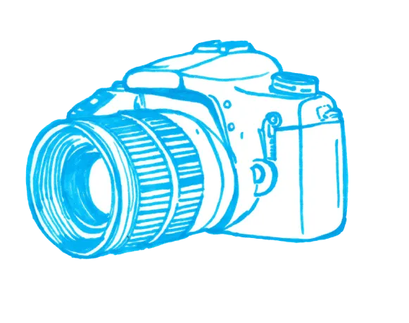 An illustration of a DSLR camera